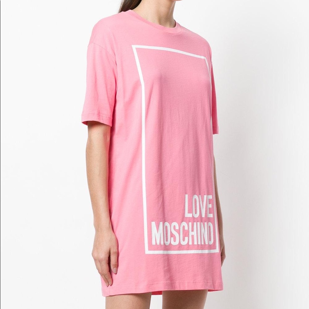 NWT Love Moschino Pink Logo T-shirt Silver Dress - Picture 8 of 8